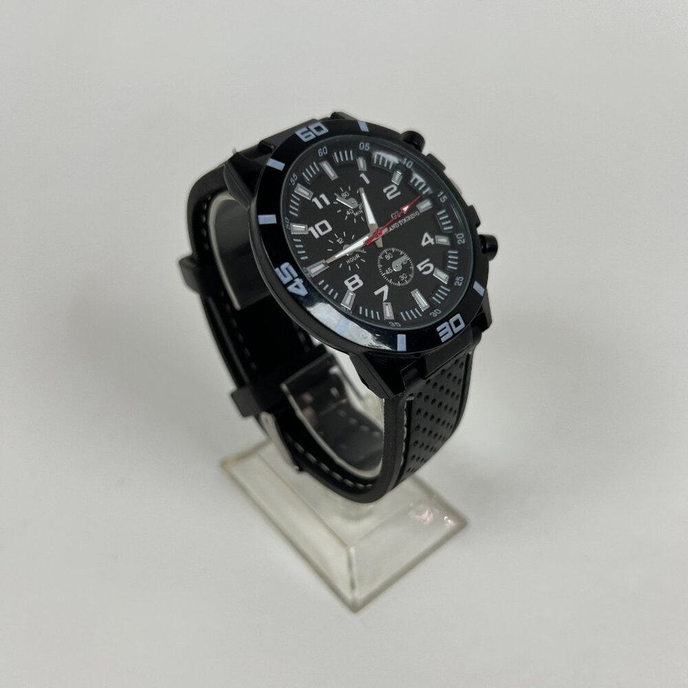 GT Grand Touring Watch Black with White Details, Adjustable Buckle Band NEW